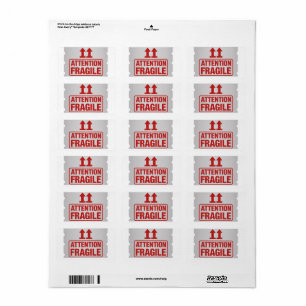 Rotes zerbrechliches Handle mit Sorgfalt Mailing-L Adressaufkleber