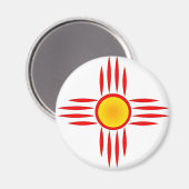 Rotes Zia mit gelbem Zentrum Magnet (Vorderseite/Rückseite)