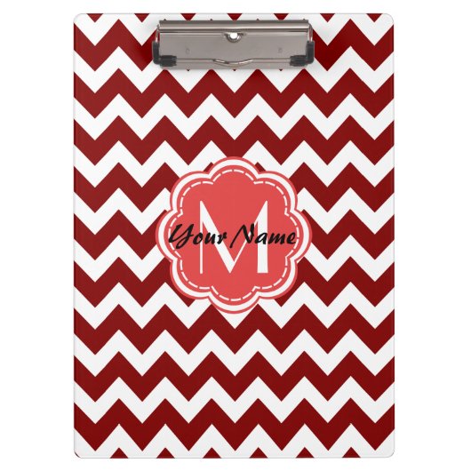Rotes Zickzack florales Monogramm, Personalisierte Klemmbrett (Vorderseite)