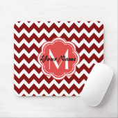 Rotes Zickzack florales Monogramm, Personalisierte Mousepad (Mit Mouse)