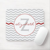 Rotes Zickzack Monogramm Mousepad (Mit Mouse)
