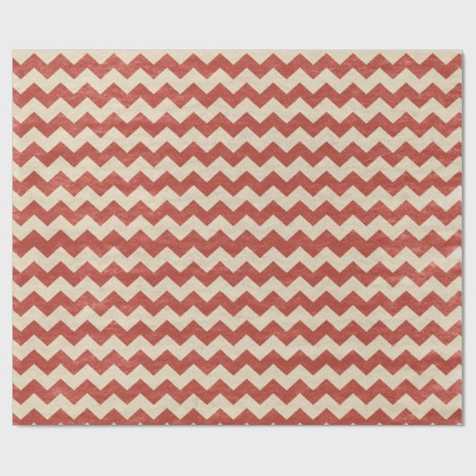 Rotes Zickzack Rustikales Wrapping Paper Geschenkpapier (Flach)