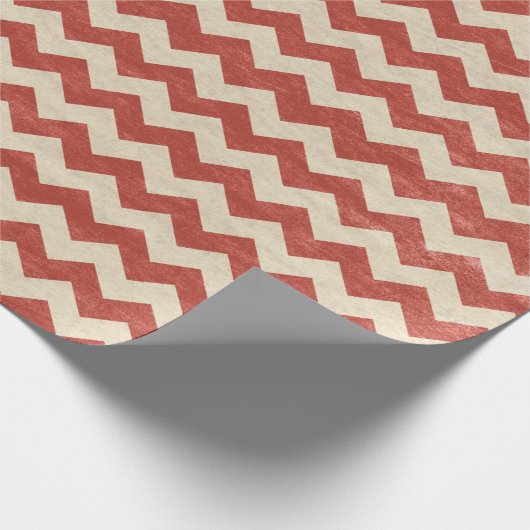 Rotes Zickzack Rustikales Wrapping Paper Geschenkpapier (Ecke)