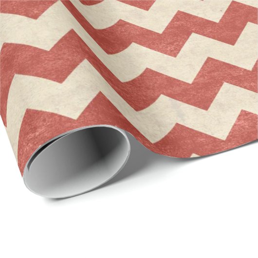 Rotes Zickzack Rustikales Wrapping Paper Geschenkpapier (Rolleneckpunkt)