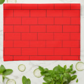 Rotes Ziegeldesign Geschirrtuch (Gefaltet)
