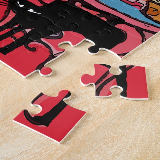 Rotes Zimmer mit Schwarzer Katze Puzzle (Seite)