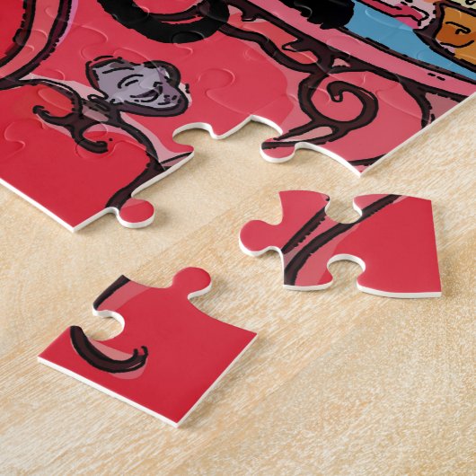 Rotes Zimmer mit Schwarzer Katze Puzzle (Seite)