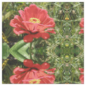 Rotes Zinnia Gemustertes Gewebe Stoff (Nahaufnahme)