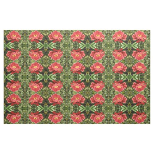 Rotes Zinnia Gemustertes Gewebe Stoff (Fat Quarter (45,7 x 55,9 cm))