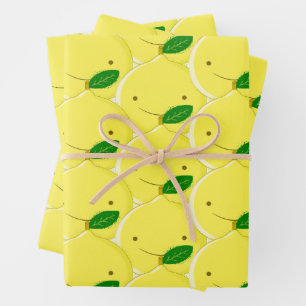 Rotes Zitronenmuster Geschenkpapier Set