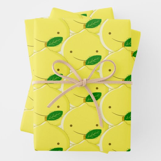 Rotes Zitronenmuster Geschenkpapier Set (Beispiel)