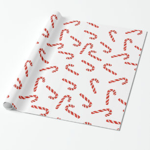 Rotes Zuckerstange-Aquarell-Feiertags-Muster Geschenkpapier
