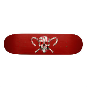 Rotes Zuckerstange-Zuckerschädel-Skateboard Skateboard