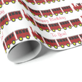 Rotes Zug Design Geburtstag Geschenkpapier (Rolleneckpunkt)