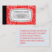 rotes Zusammensetzungsbuch Visitenkarte (Vorne/Hinten)