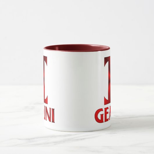 Rotes Zwillings-Horoskop-Symbol Tasse (Zentrum)