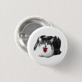 Rotes Zwinkern, Graustufen-Anstecknadel Button (Vorne & Hinten)