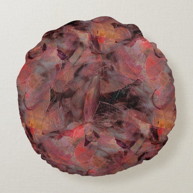 Rotfarbene Pflaster auf grauem schwarzem Hintergru Rundes Kissen (Rückseite)