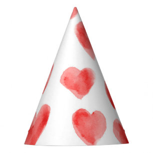 Rotfarbenfrohe Herzmuster Valentinstag Partyhütchen