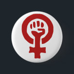 Rotfeminismus-Symbol Button<br><div class="desc">Zeigen Sie Ihre Unterstützung für Feminismus und Frauenrechte mit unserem einfachen, roten feministischen Logo-Design. Dieses Emblem ist perfekt für Feministinnen, die an Kundgebungen und Protesten für Wahlfreiheit teilnehmen, und symbolisiert den anhaltenden Kampf für Gleichheit. Egal, ob Sie bei einem Frauenrechtsprotest oder einem feministisch geprägten Ereignis sind, dieses Design ist eine...</div>