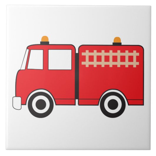 Rotfeuer-Lkw-Kinder Fliese (Vorderseite)