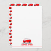 Rotfeuer-Lkw-Kinder Mitteilungskarte (Vorne/Hinten)