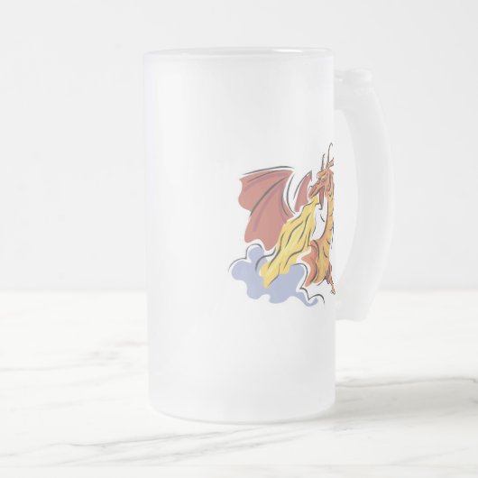 Rotfeuerdrache Mattglas Bierglas (VorderseiteRechts)