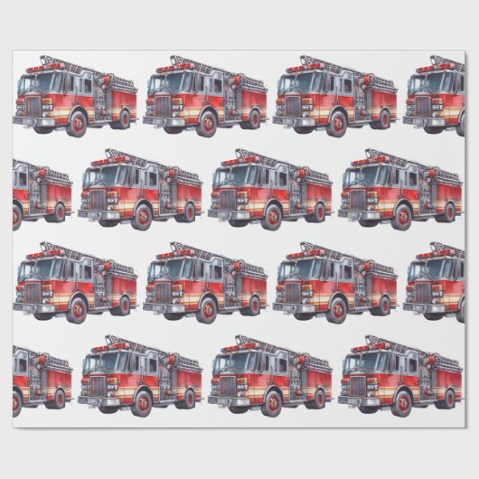 Rotfeuerwagen Geschenkpapier (Flach)
