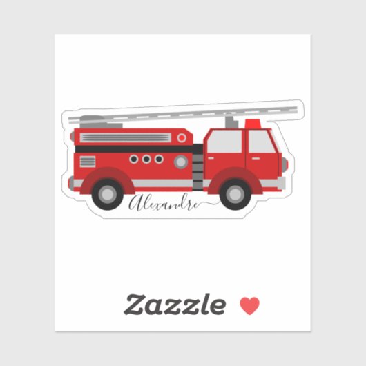Rotfeuerwagen personalisiert Ihren Namensaufkleber Aufkleber (Blatt)