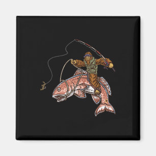 Rotfisch Angeln Jagd Bigfoot Fischer  Magnet