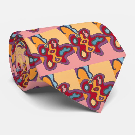 Rotflatternfarbblock Krawatte (Gerollt)