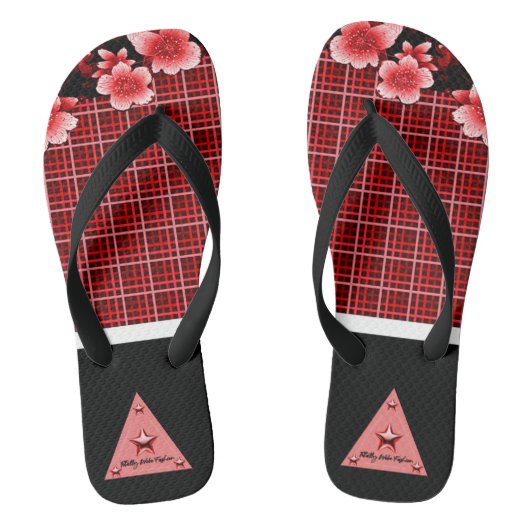 Rotflorale Flip Flops Badesandalen (Fußbett)