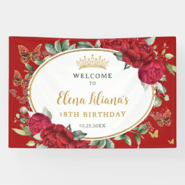 Rotflorale Schmetterlinge 18. Geburtstag Süß 16 Banner
