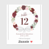 Rotflorenkrebs Hochzeit Tischnummer Weinkarte Aufkleber (Blatt)