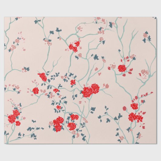 Rotflorentasche Geschenkpapier (Flach)