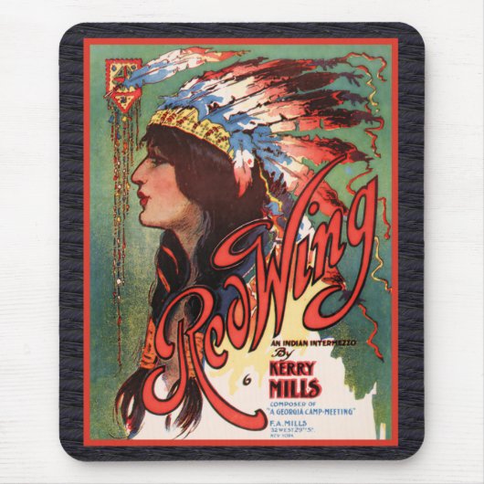 Rotflügel-Indianermädchen-Mauspad Mousepad (Vorne)