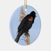 Rotflügel-Schwarzvogel-Schmuck Keramik Ornament (Rechts)