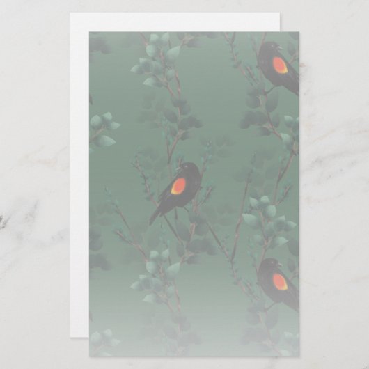 Rotflügel-Schwarzvogelmuster Briefpapier (Vorne/Hinten)