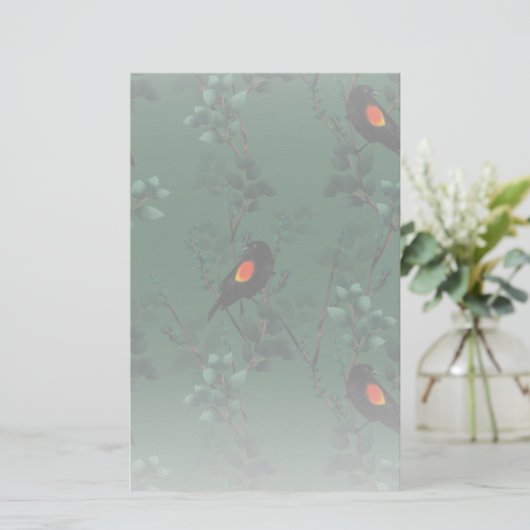 Rotflügel-Schwarzvogelmuster Briefpapier (Stehend Vorderseite)