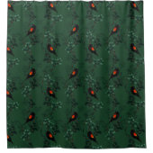 Rotflügel-Schwarzvogelmuster Duschvorhang (Vorderseite)