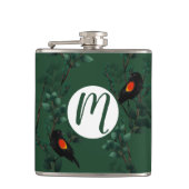 Rotflügel-Schwarzvogelmuster Flachmann (Vorderseite)