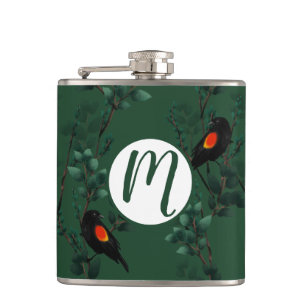 Rotflügel-Schwarzvogelmuster Flachmann