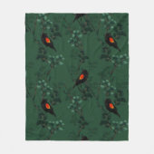 Rotflügel-Schwarzvogelmuster Fleecedecke (Vorderseite)