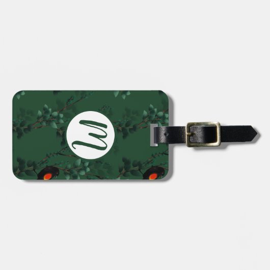 Rotflügel-Schwarzvogelmuster Gepäckanhänger (Vorderseite horizontal)