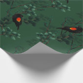 Rotflügel-Schwarzvogelmuster Geschenkpapier (Ecke)