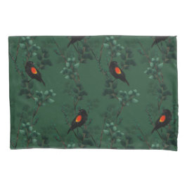 Rotflügel-Schwarzvogelmuster Kissenbezug