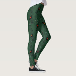 Rotflügel-Schwarzvogelmuster Leggings