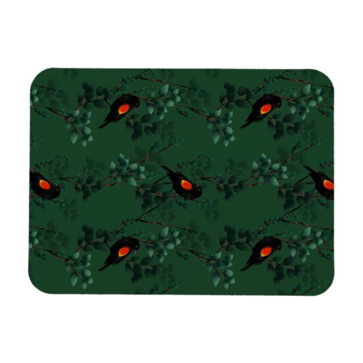 Rotflügel-Schwarzvogelmuster Magnet (Horizontal)