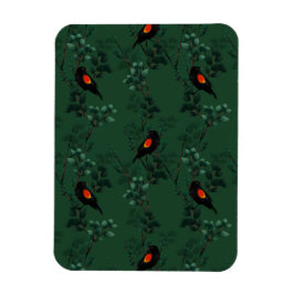 Rotflügel-Schwarzvogelmuster Magnet