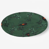 Rotflügel-Schwarzvogelmuster Pappteller (Schrägansicht)